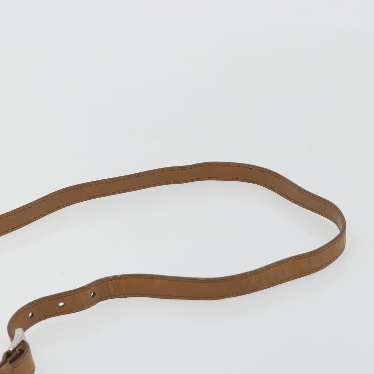 PRADA Shoulder Bag Leather Brown Silver Auth 182972A