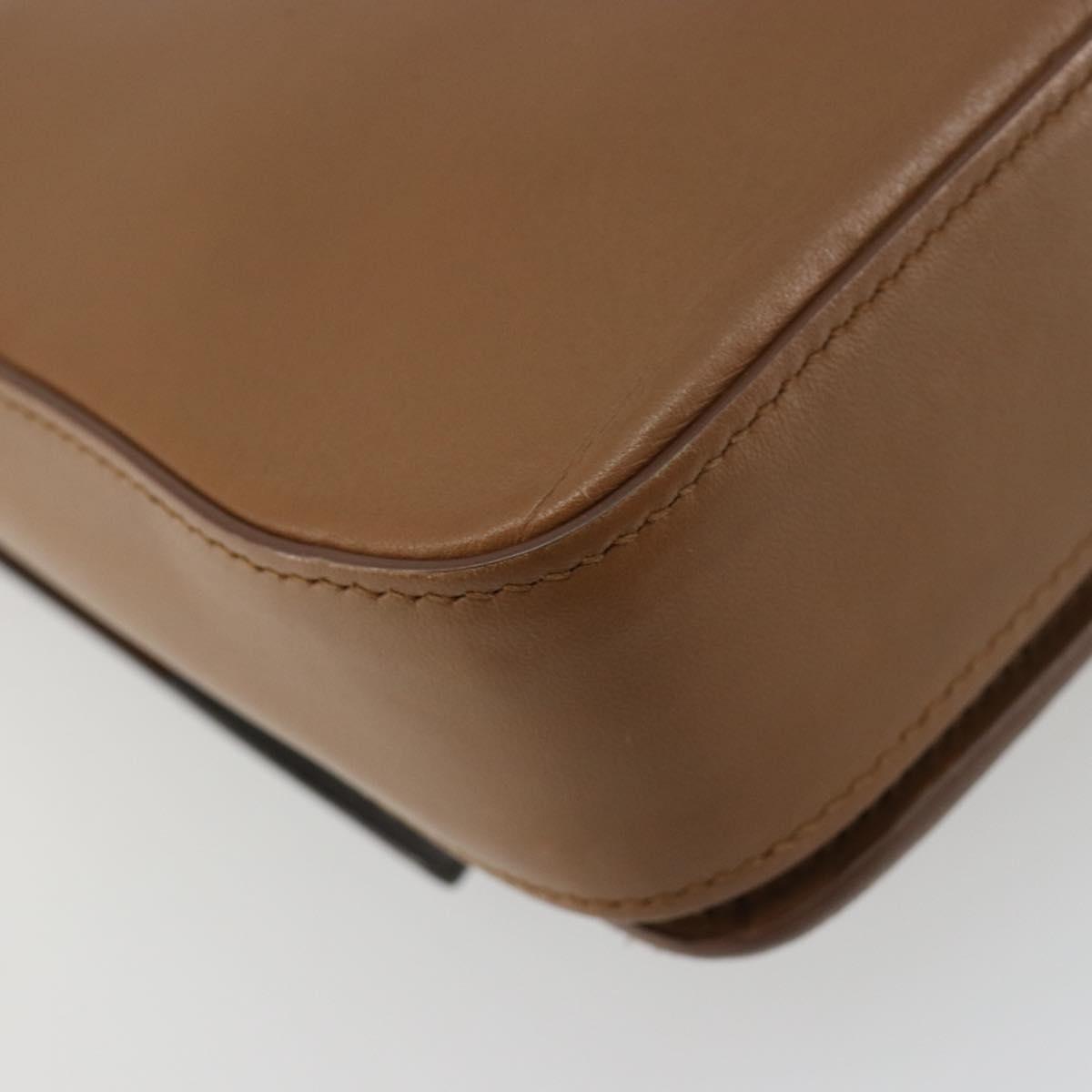 PRADA Shoulder Bag Leather Brown Silver Auth 182972A