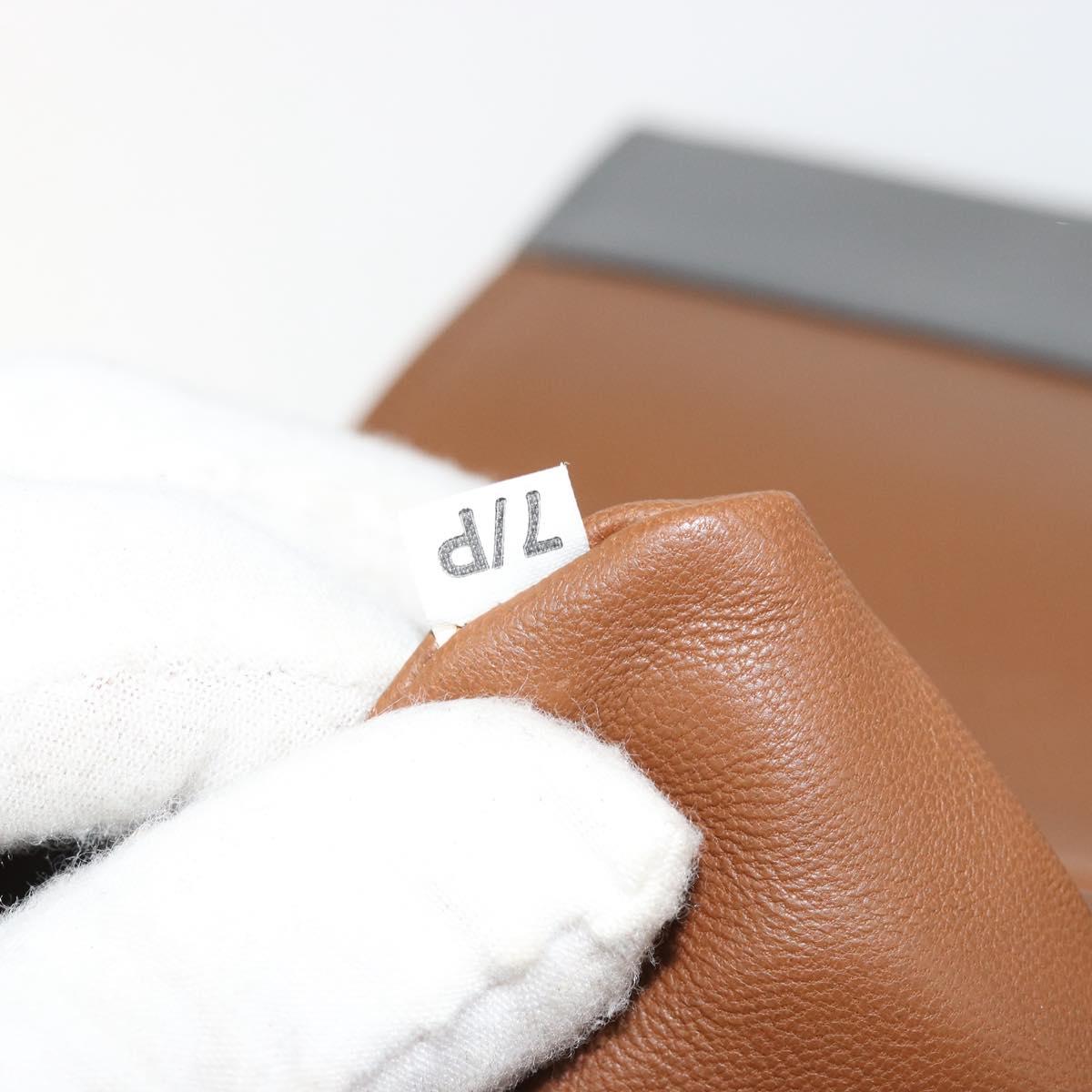 PRADA Shoulder Bag Leather Brown Silver Auth 182972A