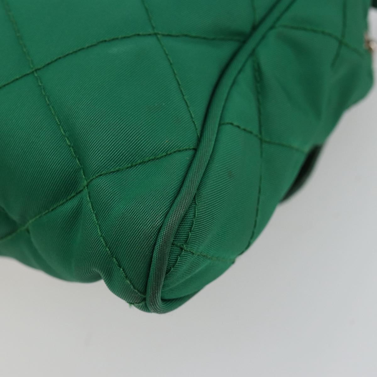 PRADA Chain Shoulder Bag Nylon Green Silver Auth 182973A