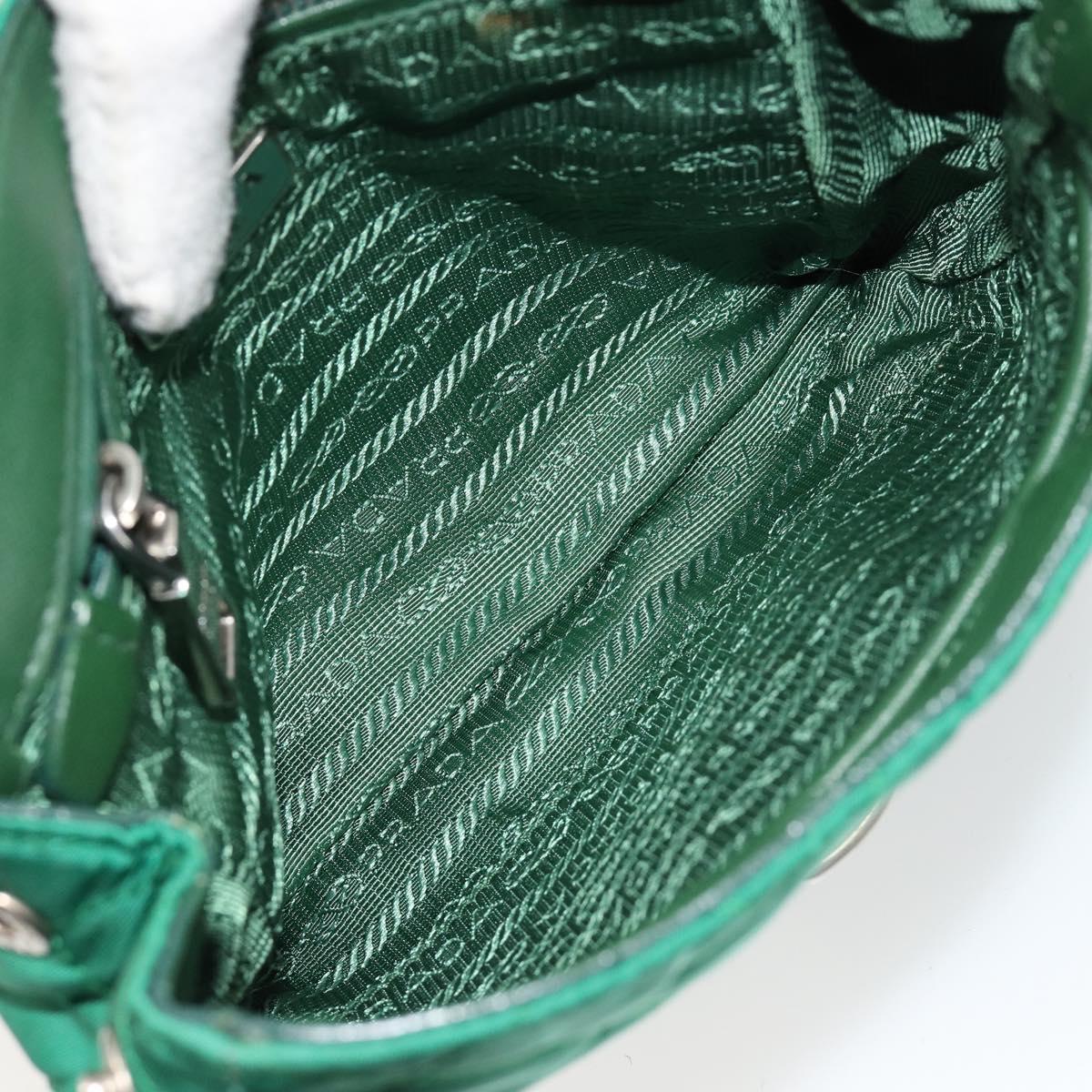 PRADA Chain Shoulder Bag Nylon Green Silver Auth 182973A