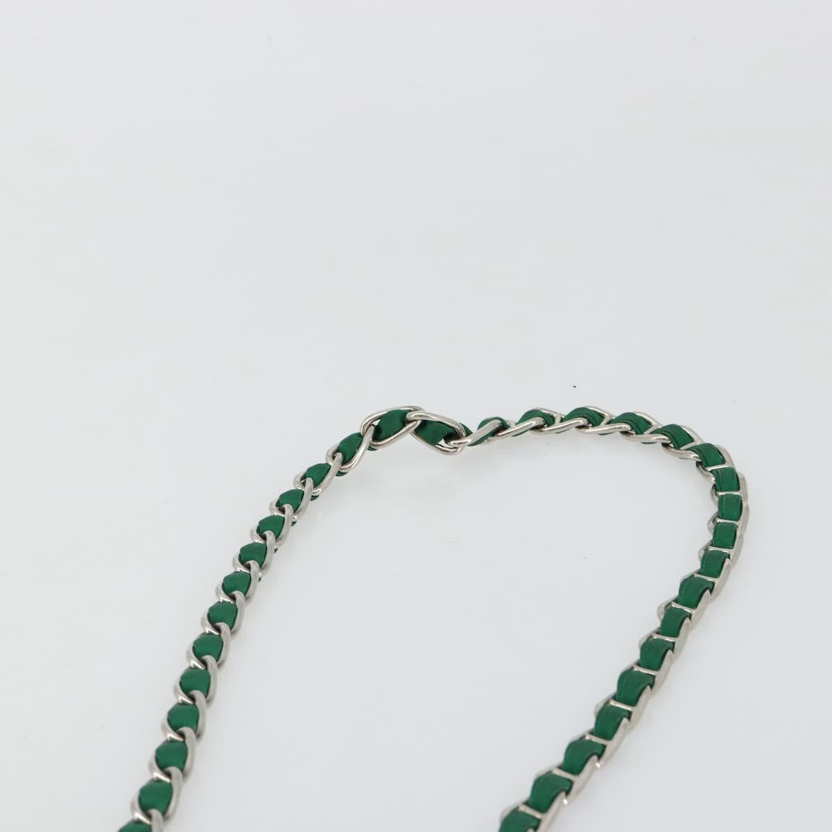 PRADA Chain Shoulder Bag Nylon Green Silver Auth 182973A