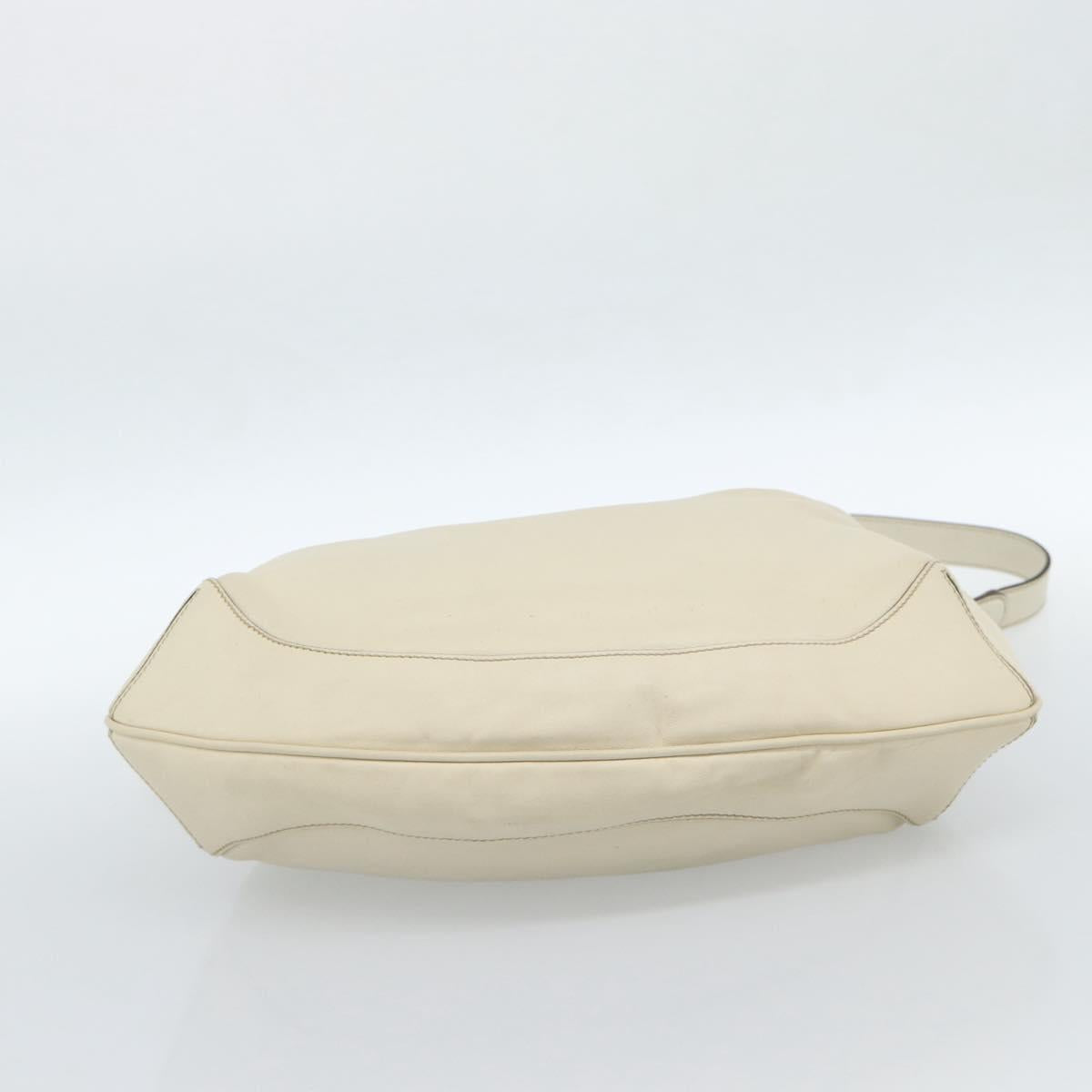 GUCCI Bamboo horsebit Shoulder Bag Leather 2way Ivory Gold 169961 Auth 182975