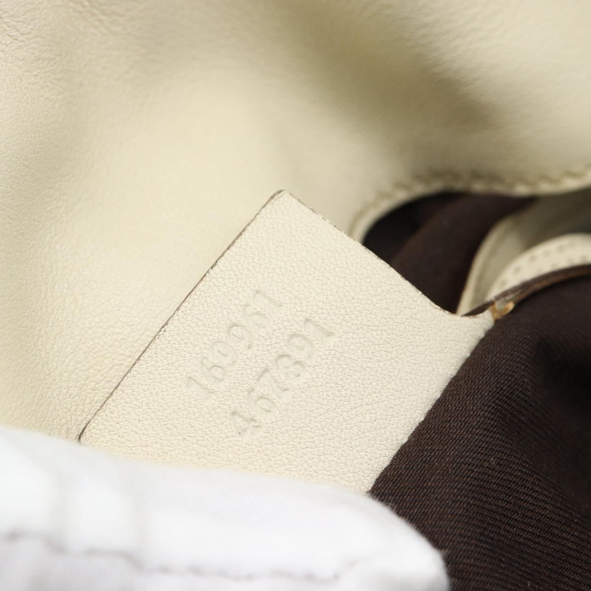 GUCCI Bamboo horsebit Shoulder Bag Leather 2way Ivory Gold 169961 Auth 182975
