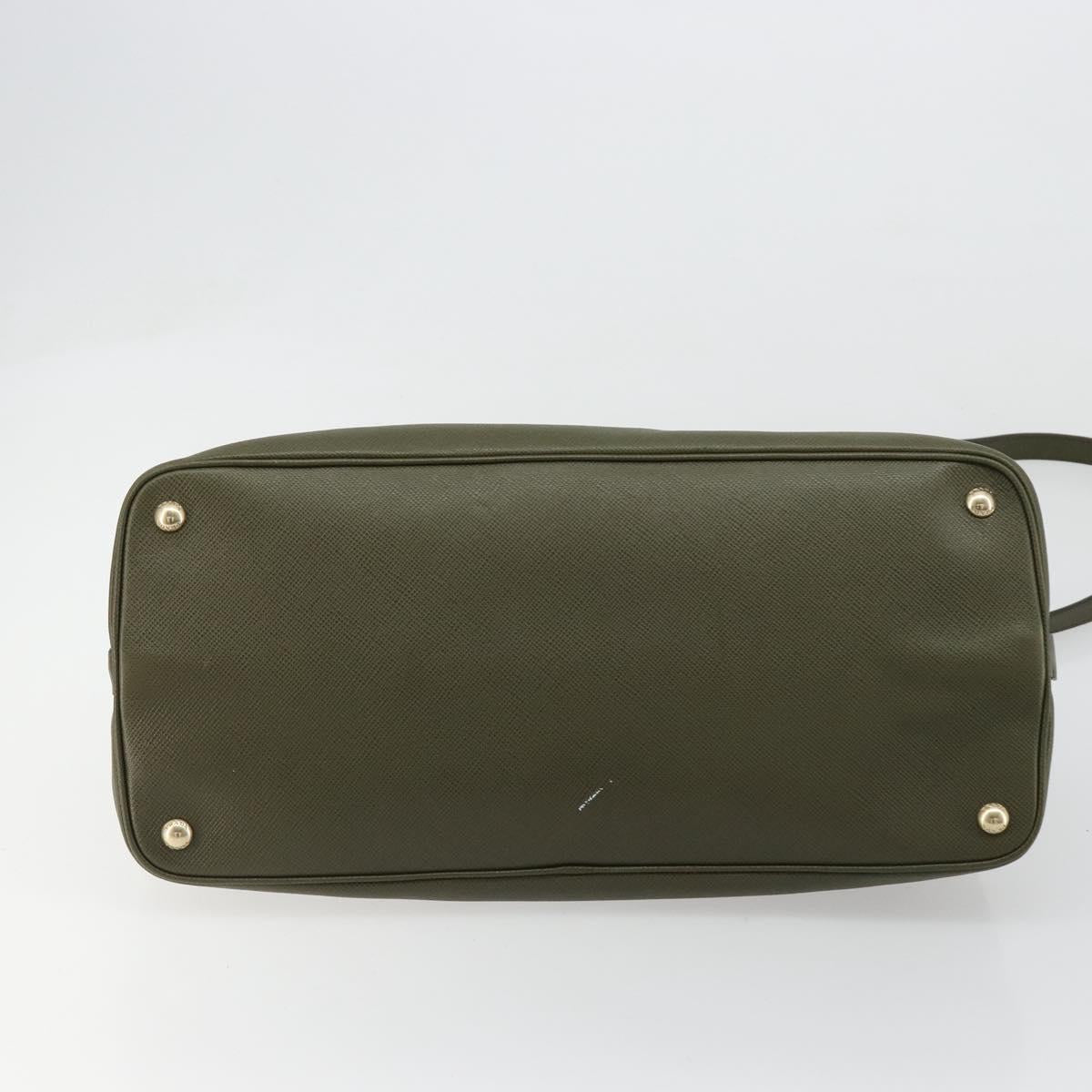 PRADA Cuir Open Promenade Satchel Bag Saffiano 2way Khaki Gold Auth 182976A