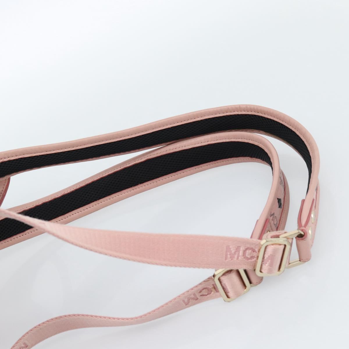 MCM Vicetos Logogram Backpack PVC Leather Pink Gold Auth 182978