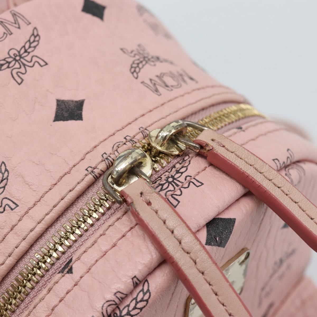 MCM Vicetos Logogram Backpack PVC Leather Pink Gold Auth 182978