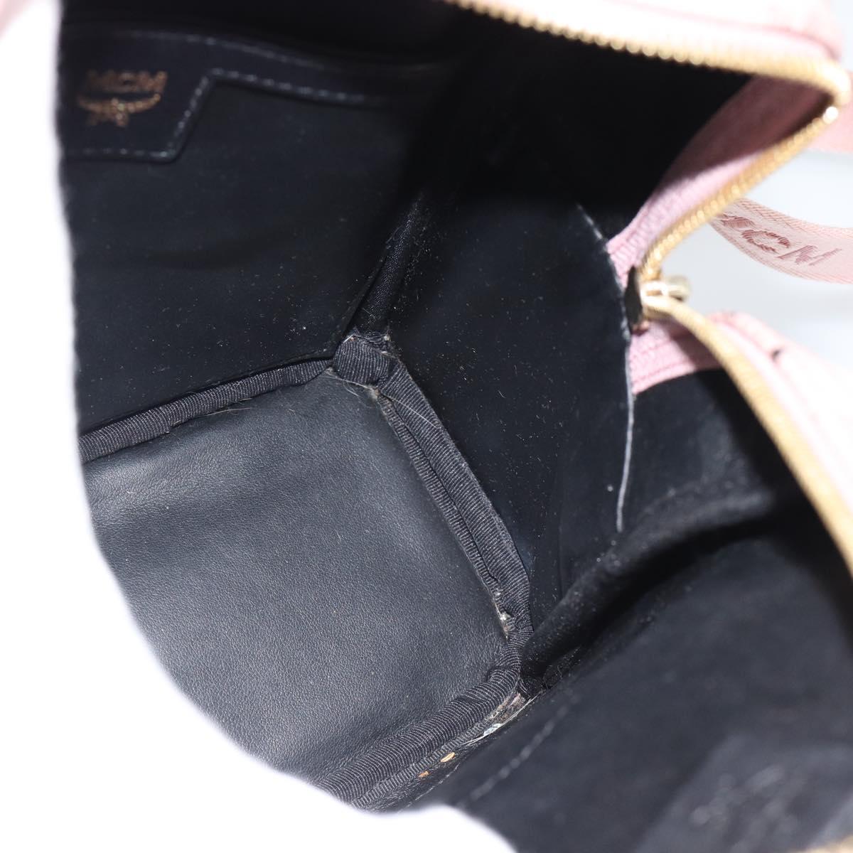 MCM Vicetos Logogram Backpack PVC Leather Pink Gold Auth 182978