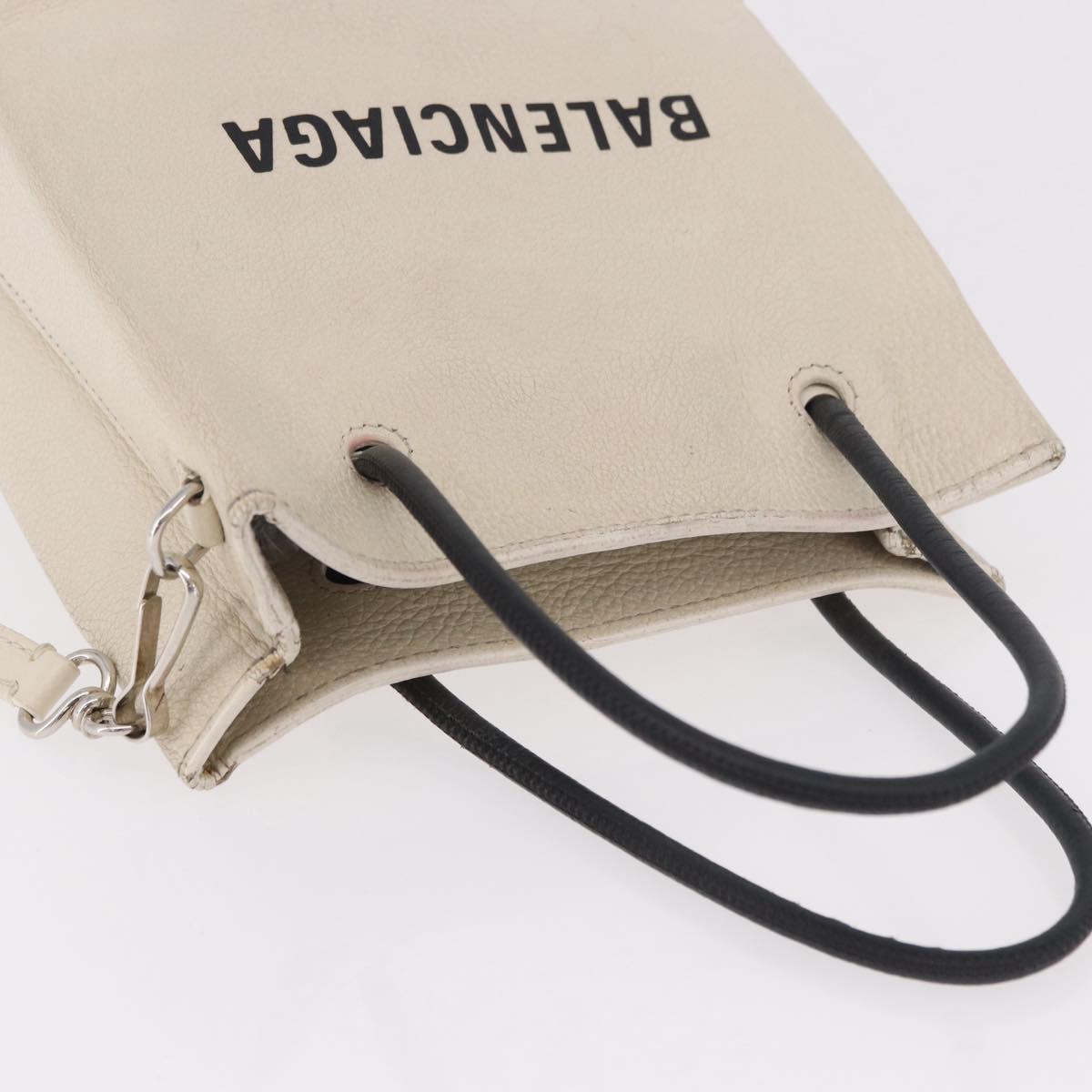 BALENCIAGA Shopping Tote Bag XXS Bag Leather 2way White 528655 Auth 182979