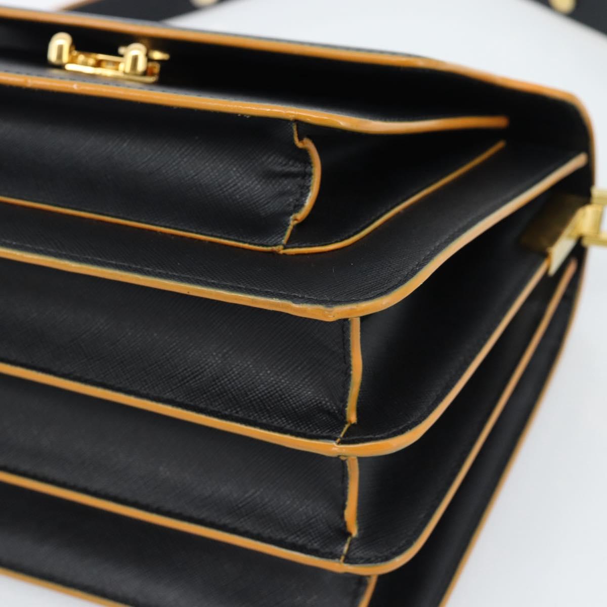 MARNI Shoulder Bag Leather Black Gold Auth 182981A