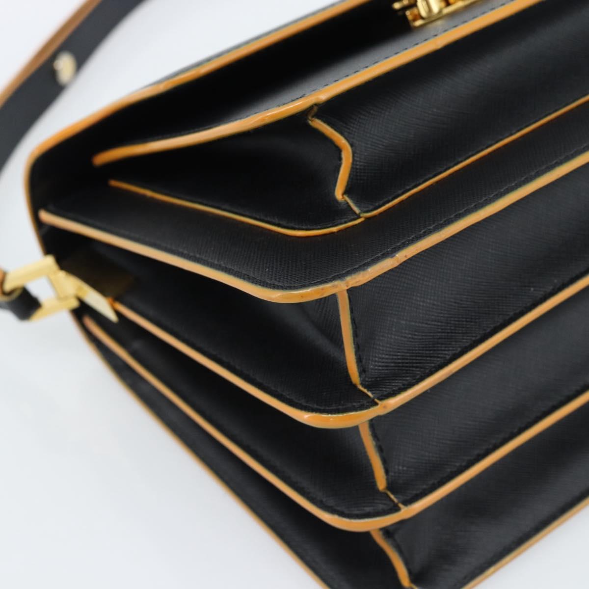 MARNI Shoulder Bag Leather Black Gold Auth 182981A
