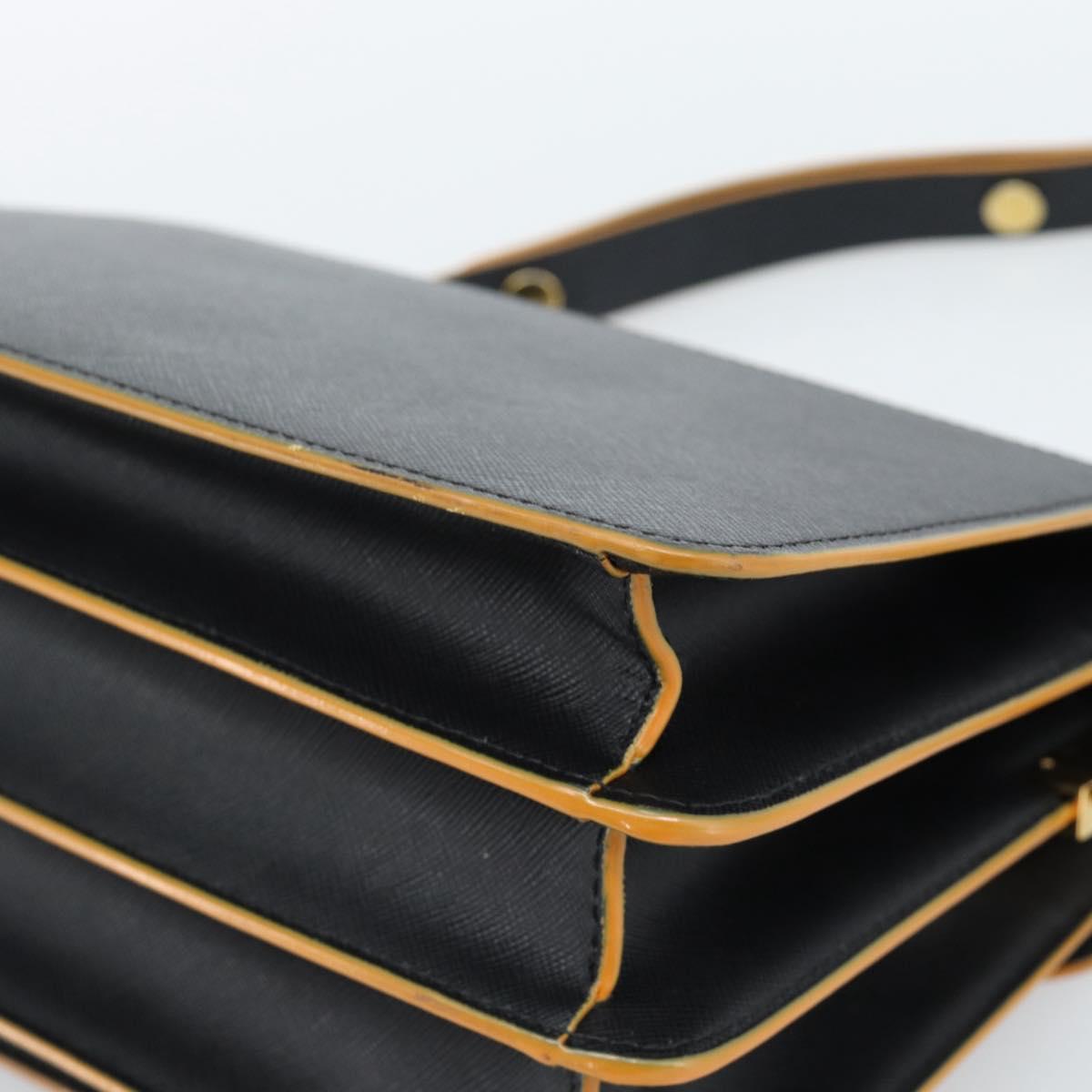MARNI Shoulder Bag Leather Black Gold Auth 182981A