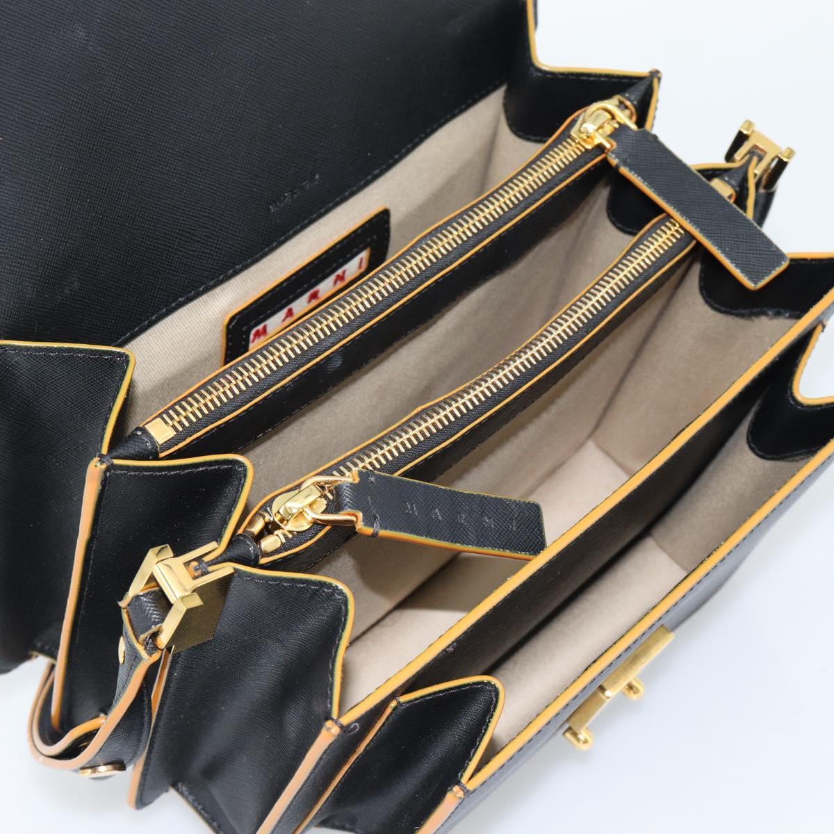 MARNI Shoulder Bag Leather Black Gold Auth 182981A