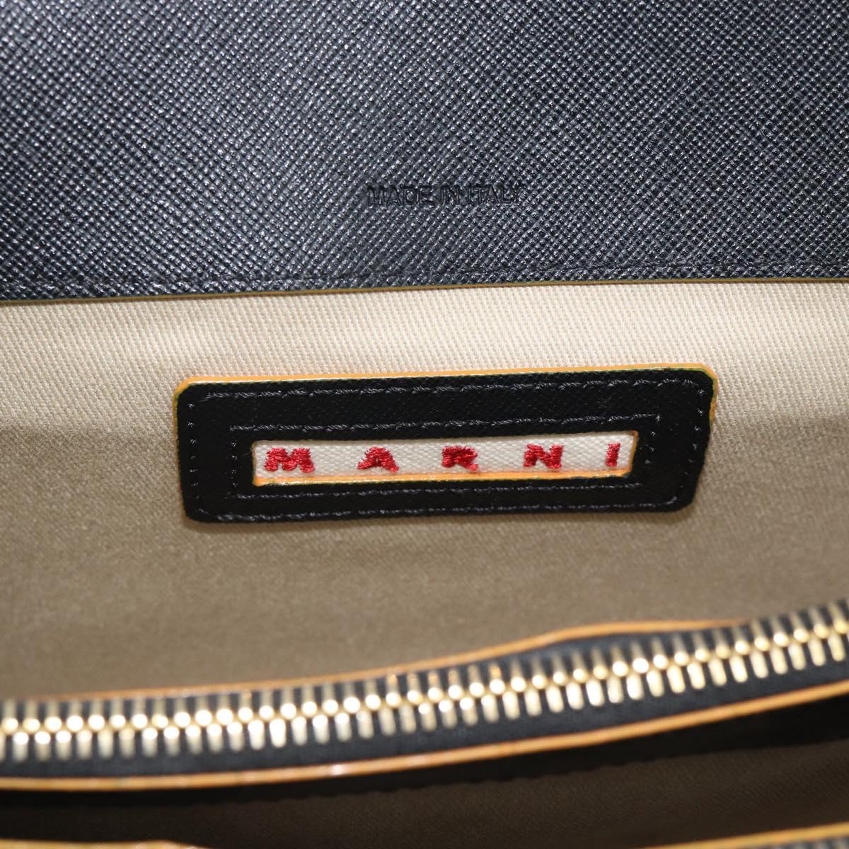 MARNI Shoulder Bag Leather Black Gold Auth 182981A