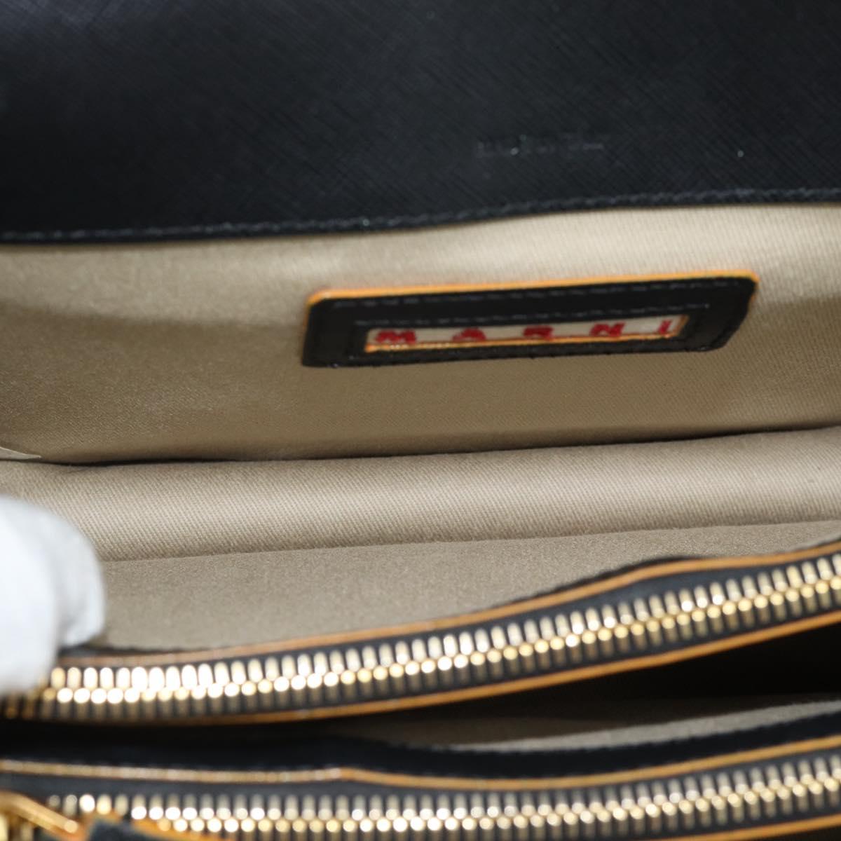 MARNI Shoulder Bag Leather Black Gold Auth 182981A