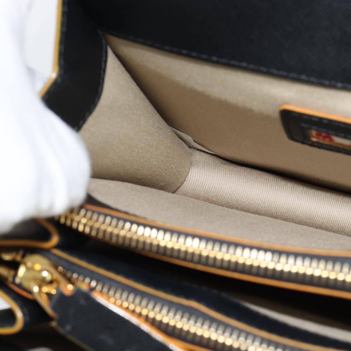 MARNI Shoulder Bag Leather Black Gold Auth 182981A