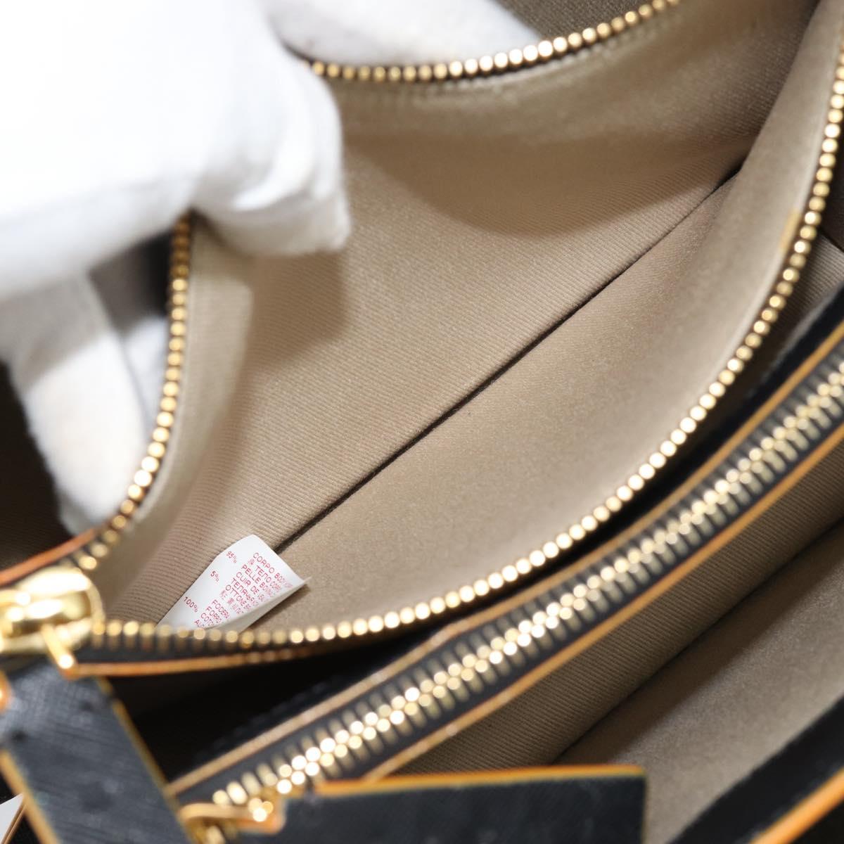MARNI Shoulder Bag Leather Black Gold Auth 182981A