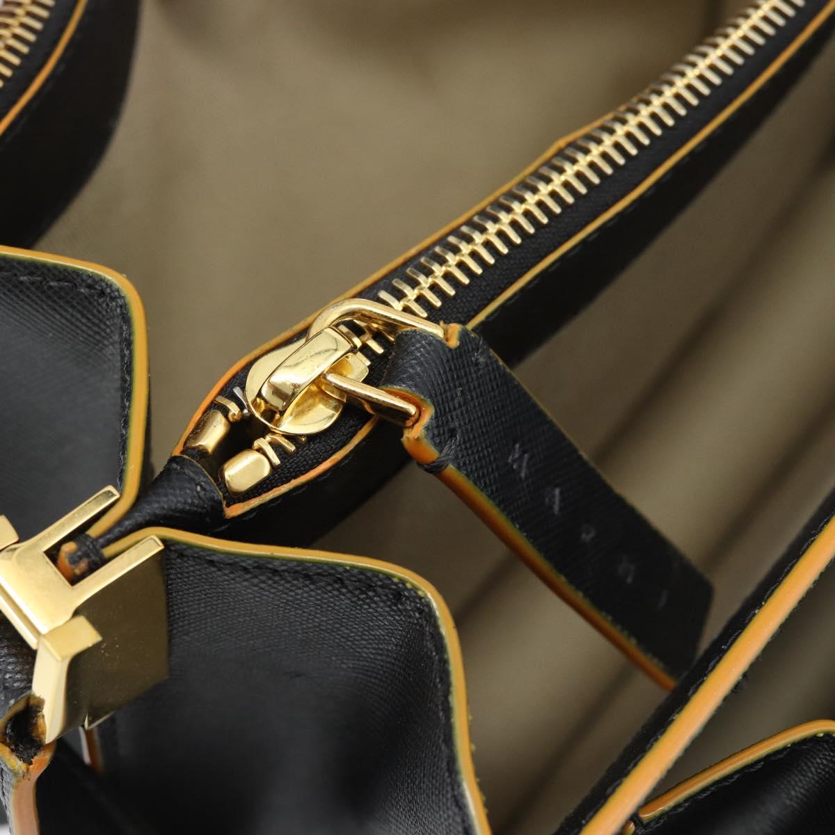 MARNI Shoulder Bag Leather Black Gold Auth 182981A