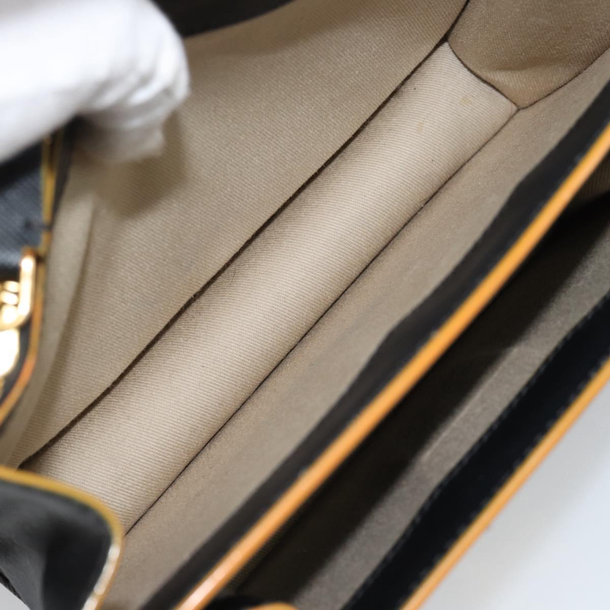 MARNI Shoulder Bag Leather Black Gold Auth 182981A