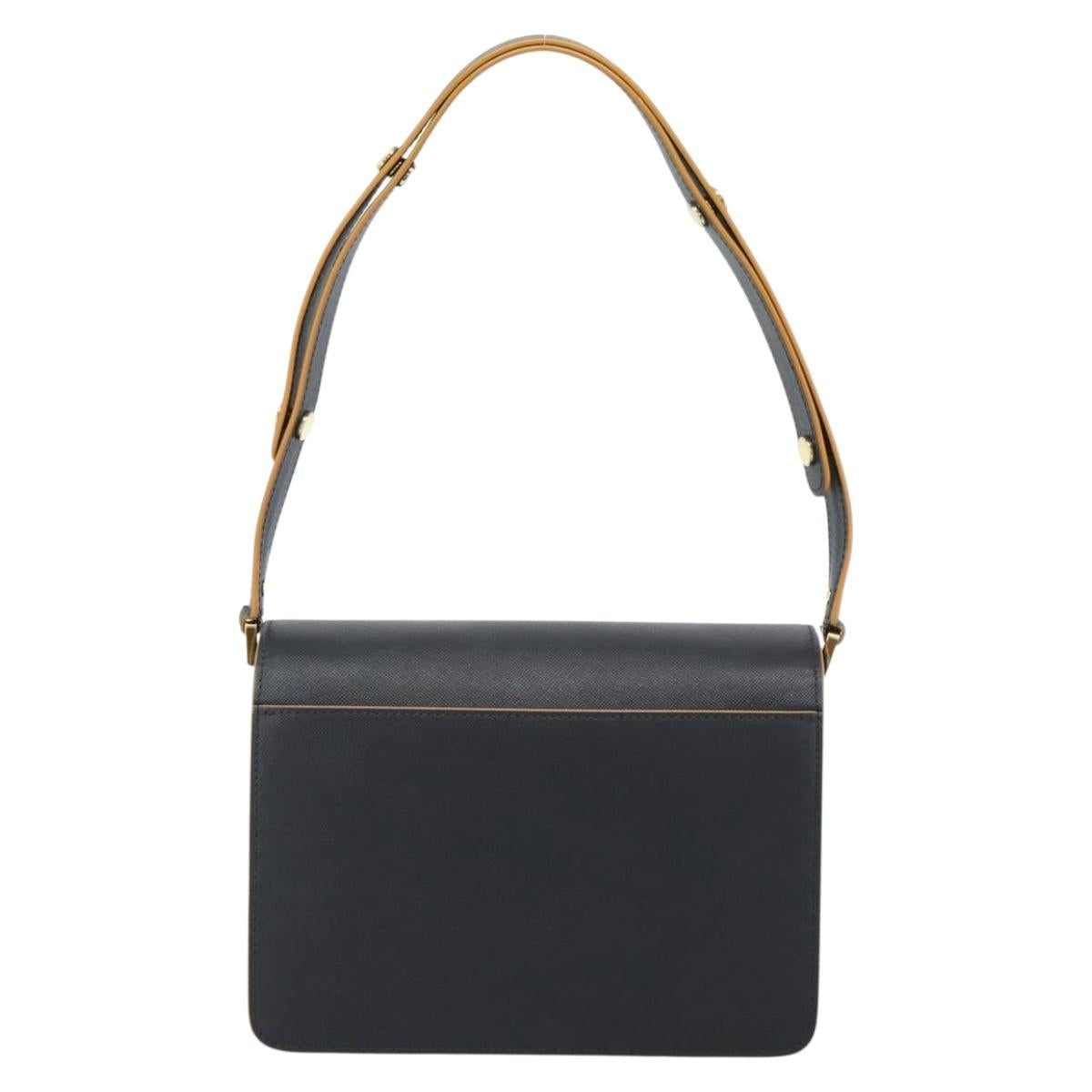 MARNI Shoulder Bag Leather Black Gold Auth 182981A