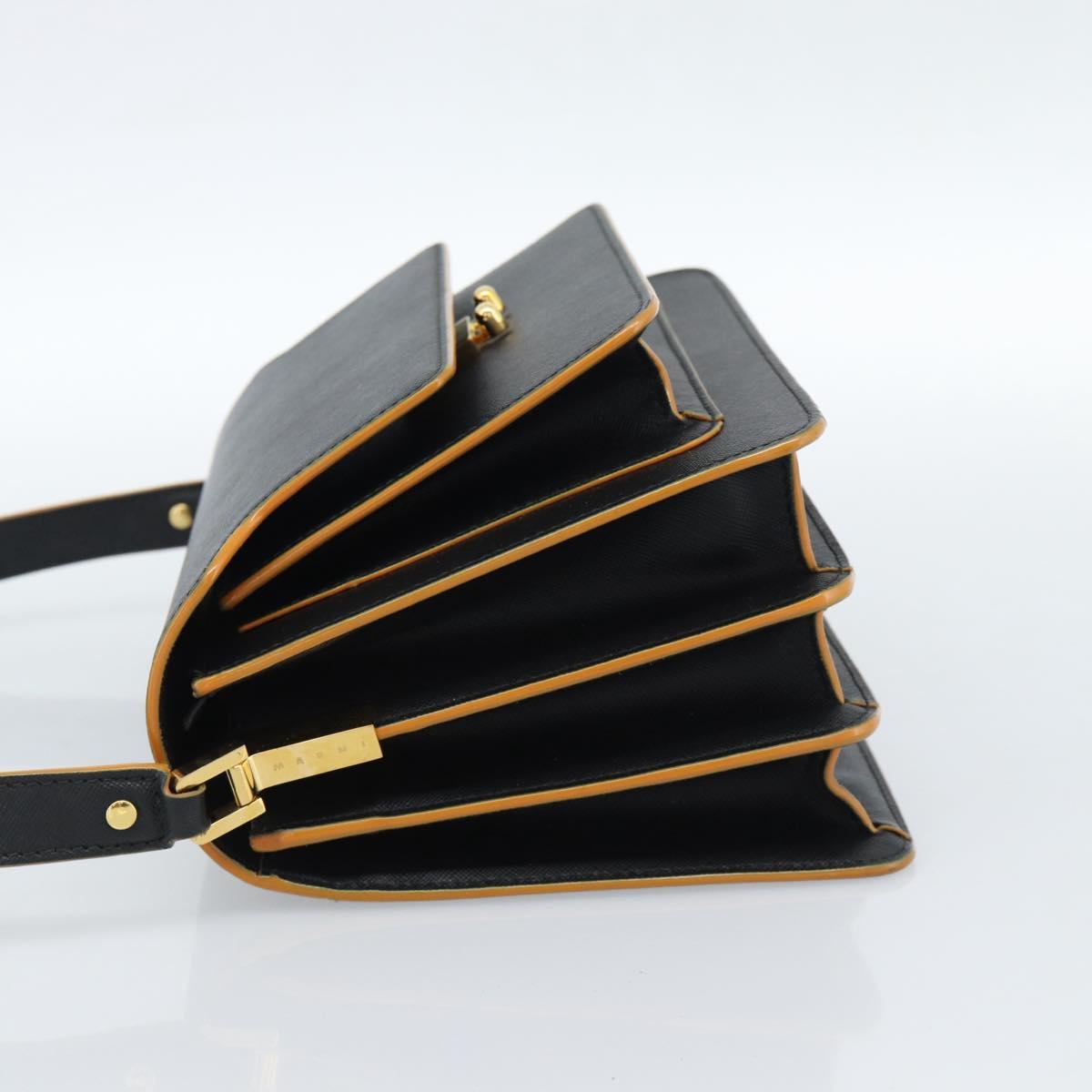 MARNI Shoulder Bag Leather Black Gold Auth 182981A