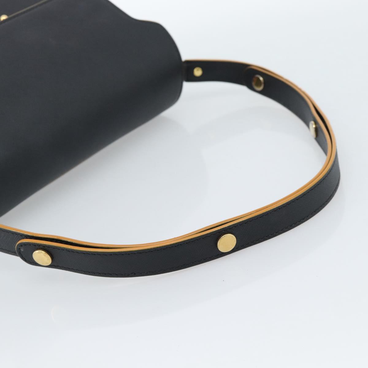 MARNI Shoulder Bag Leather Black Gold Auth 182981A