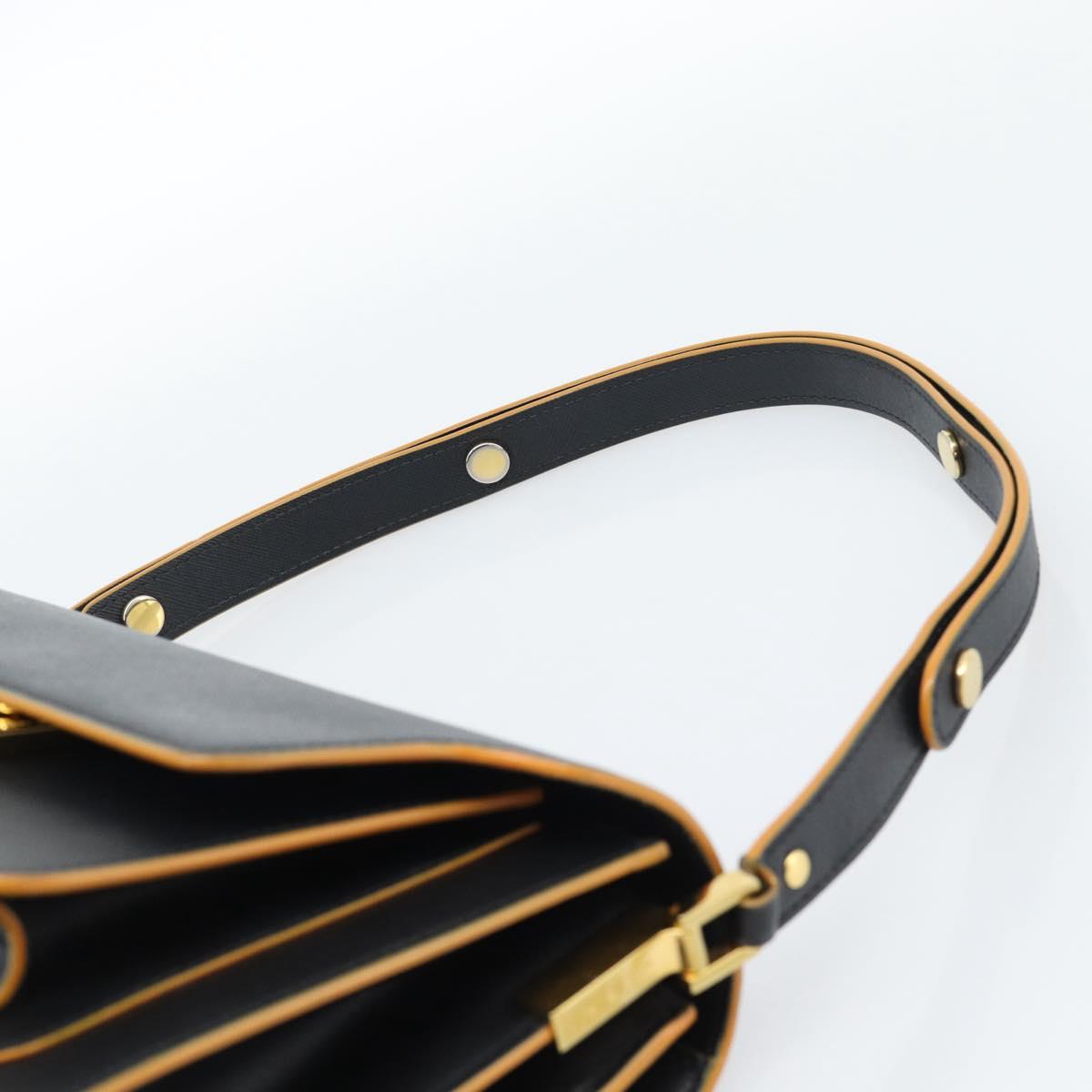 MARNI Shoulder Bag Leather Black Gold Auth 182981A