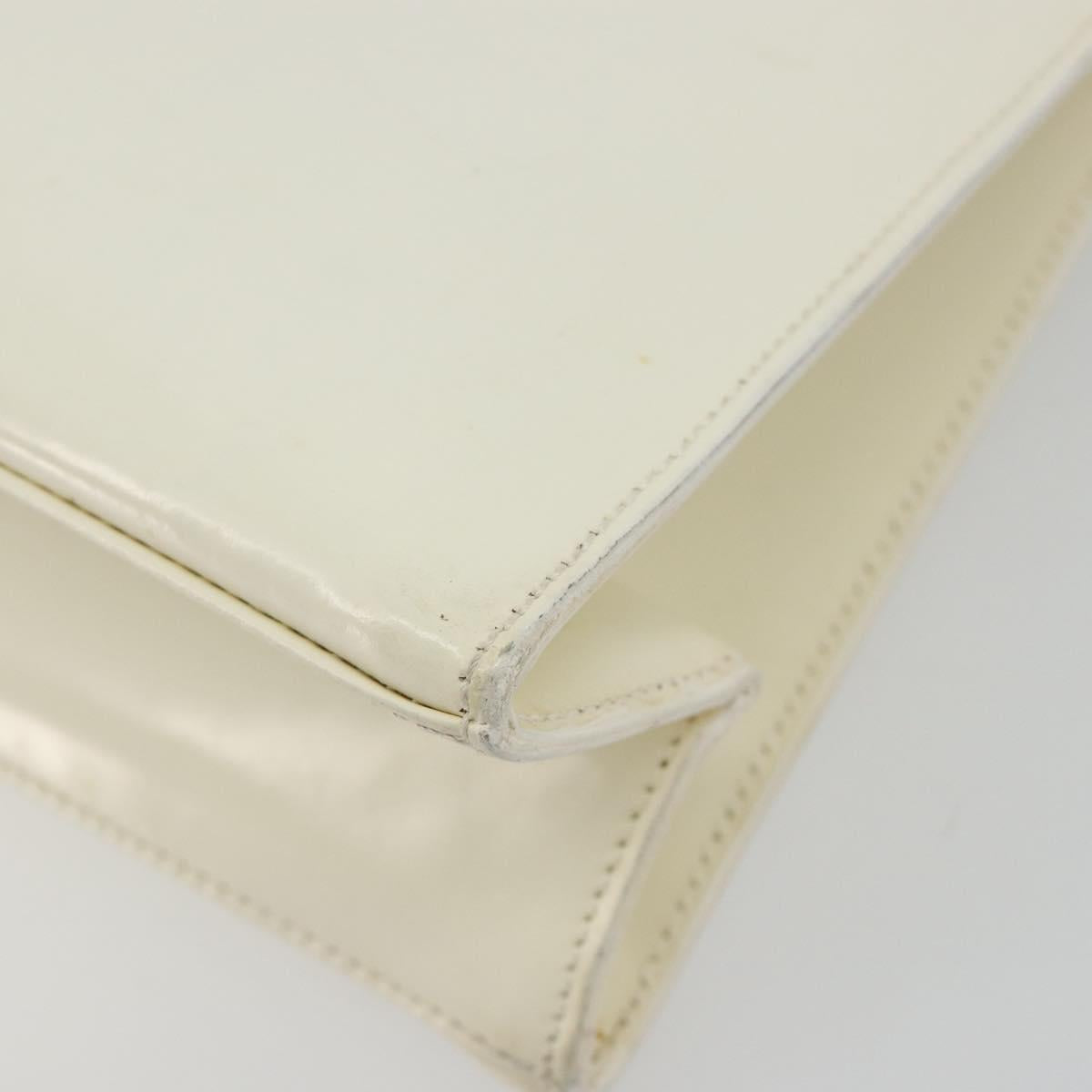 GUCCI Shoulder Bag Patent leather White Silver Auth 182984