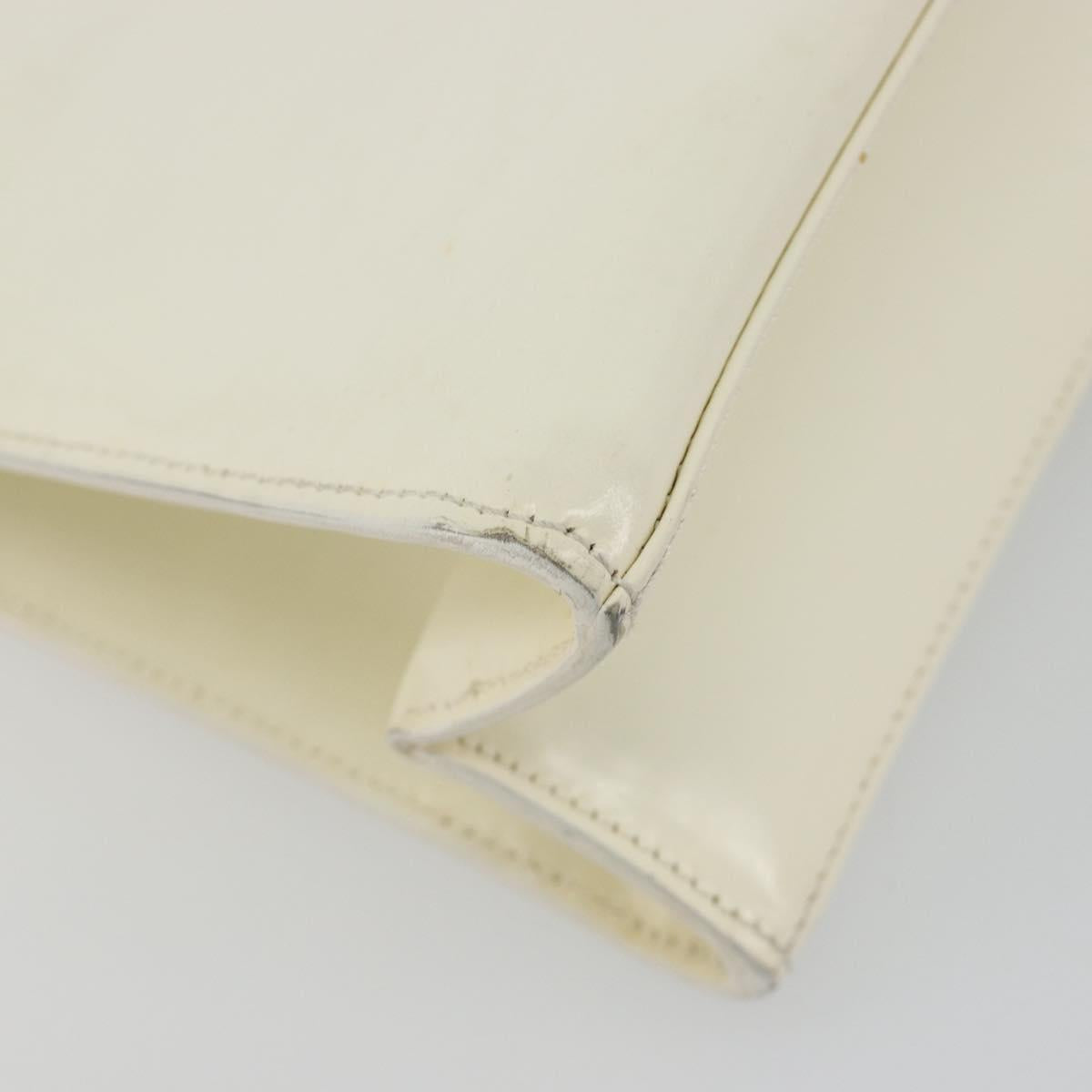GUCCI Shoulder Bag Patent leather White Silver Auth 182984