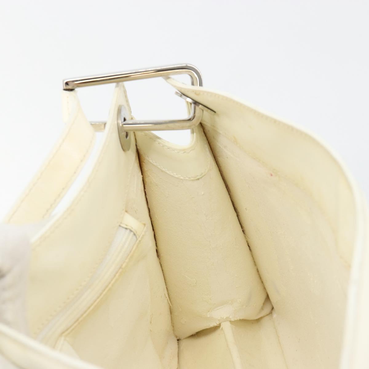 GUCCI Shoulder Bag Patent leather White Silver Auth 182984