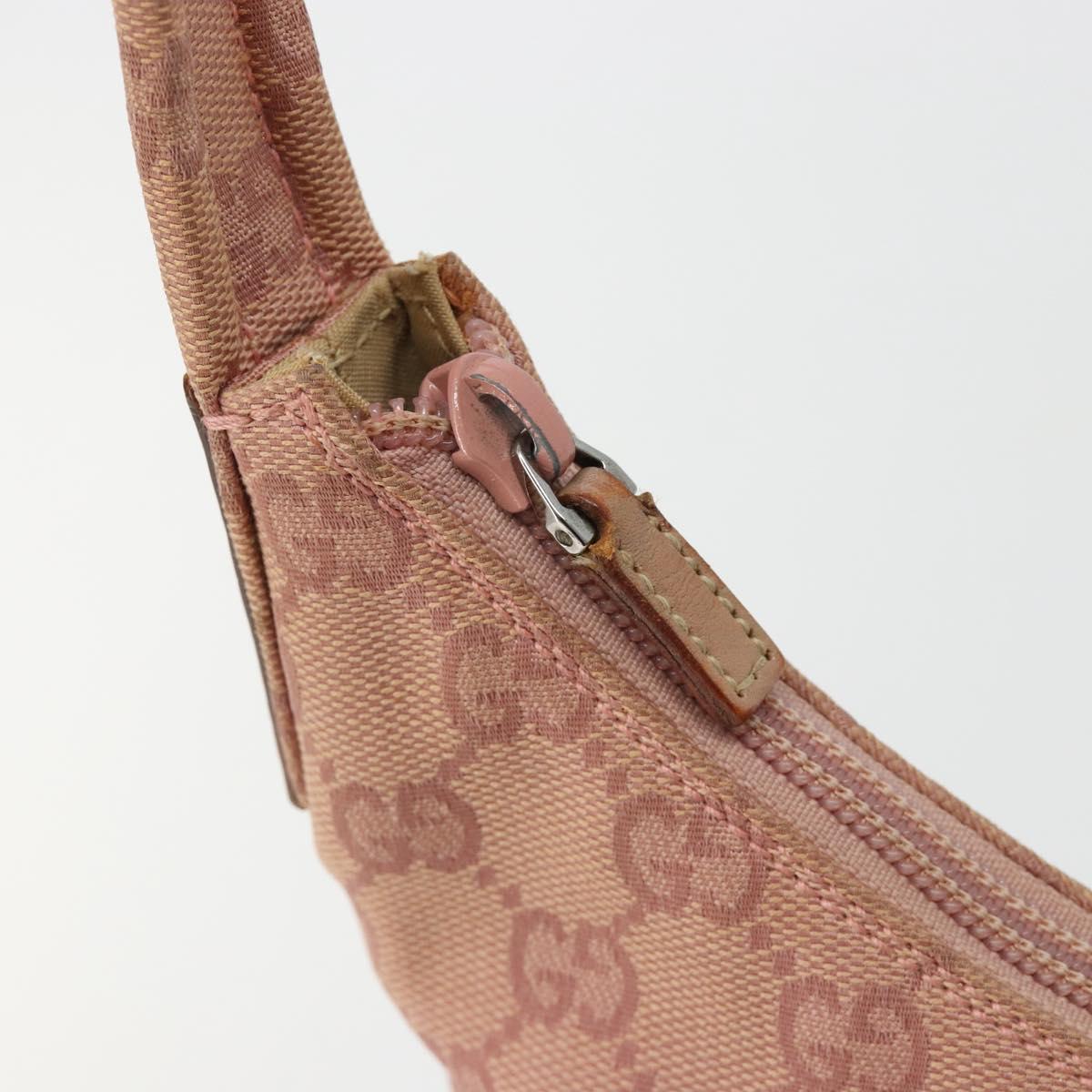 GUCCI GG Canvas Shoulder Bag Pink Silver 001 3386 Auth 182987