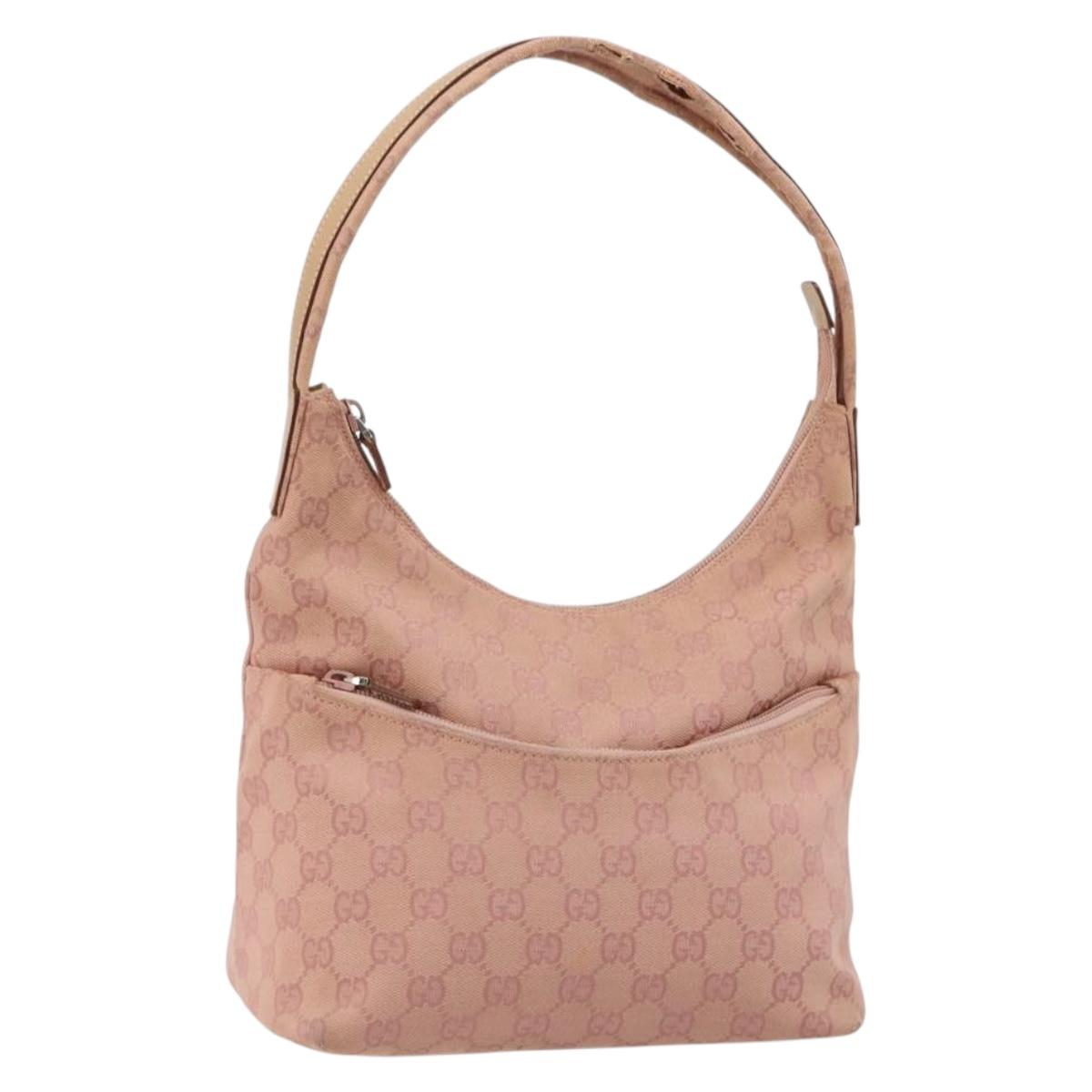 GUCCI GG Canvas Shoulder Bag Pink Silver 001 3386 Auth 182987