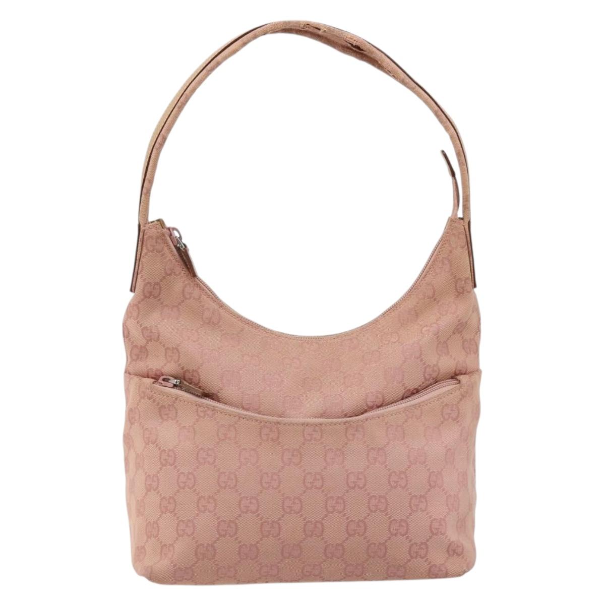 GUCCI GG Canvas Shoulder Bag Pink Silver 001 3386 Auth 182987