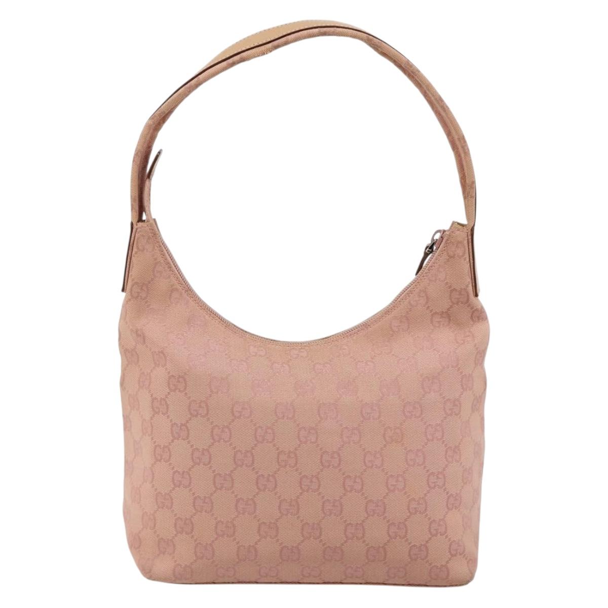 GUCCI GG Canvas Shoulder Bag Pink Silver 001 3386 Auth 182987