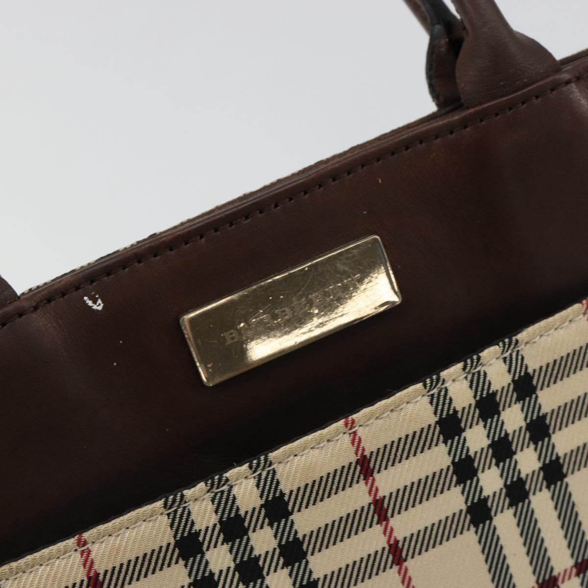BURBERRY Nova Check Hand Bag Canvas Beige Auth 182988A