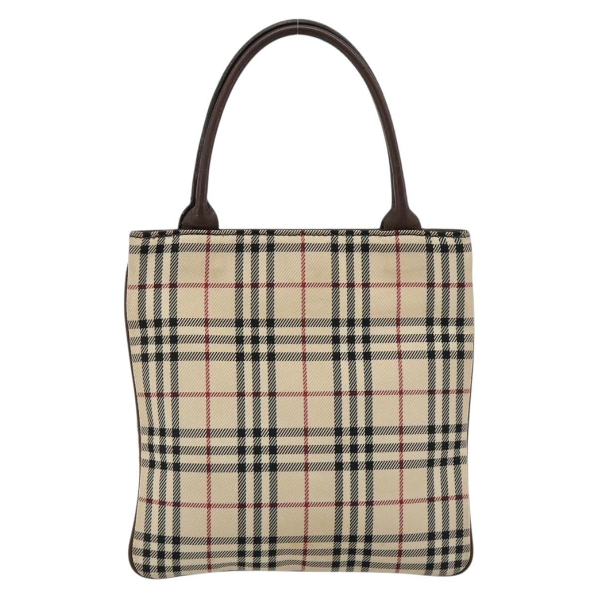 BURBERRY Nova Check Hand Bag Canvas Beige Auth 182988A