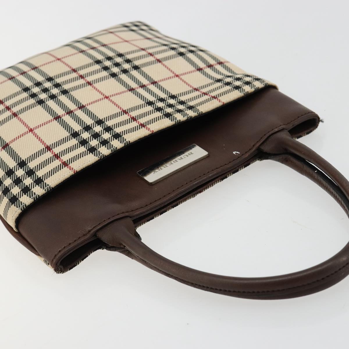 BURBERRY Nova Check Hand Bag Canvas Beige Auth 182988A