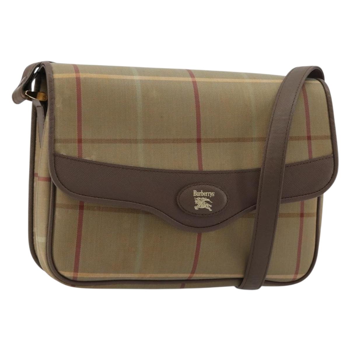 Burberrys Nova Check Shoulder Bag Canvas Brown Gold Auth 182989