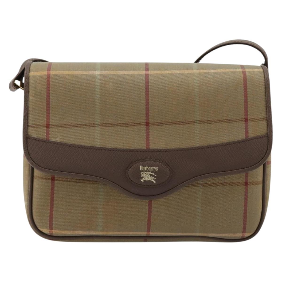 Burberrys Nova Check Shoulder Bag Canvas Brown Gold Auth 182989