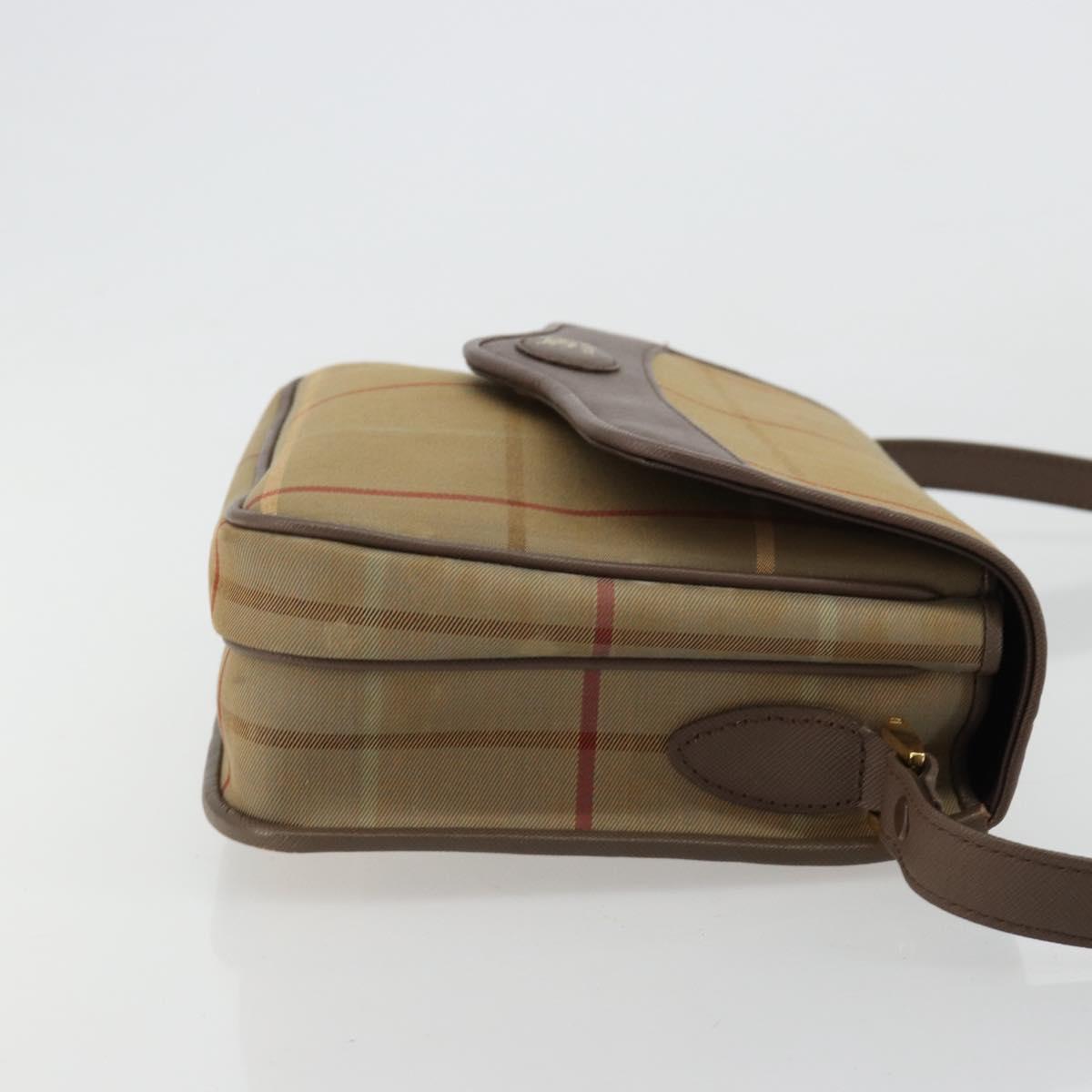 Burberrys Nova Check Shoulder Bag Canvas Brown Gold Auth 182989