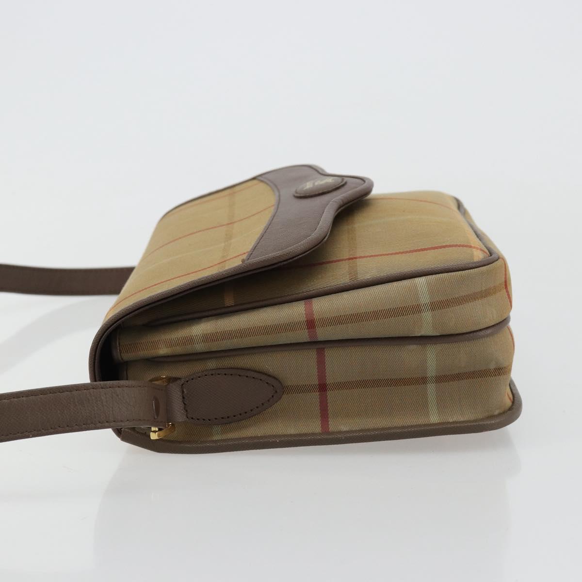Burberrys Nova Check Shoulder Bag Canvas Brown Gold Auth 182989