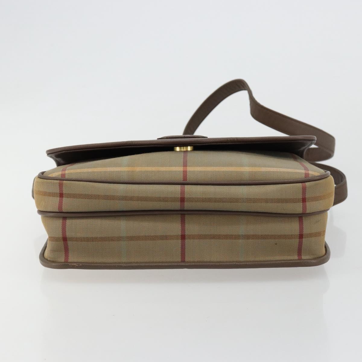 Burberrys Nova Check Shoulder Bag Canvas Brown Gold Auth 182989