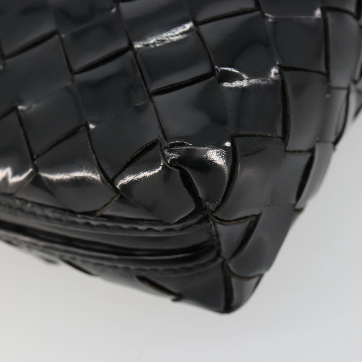 BOTTEGA VENETA INTRECCIATO Shoulder Bag Patent leather Black Auth 182993
