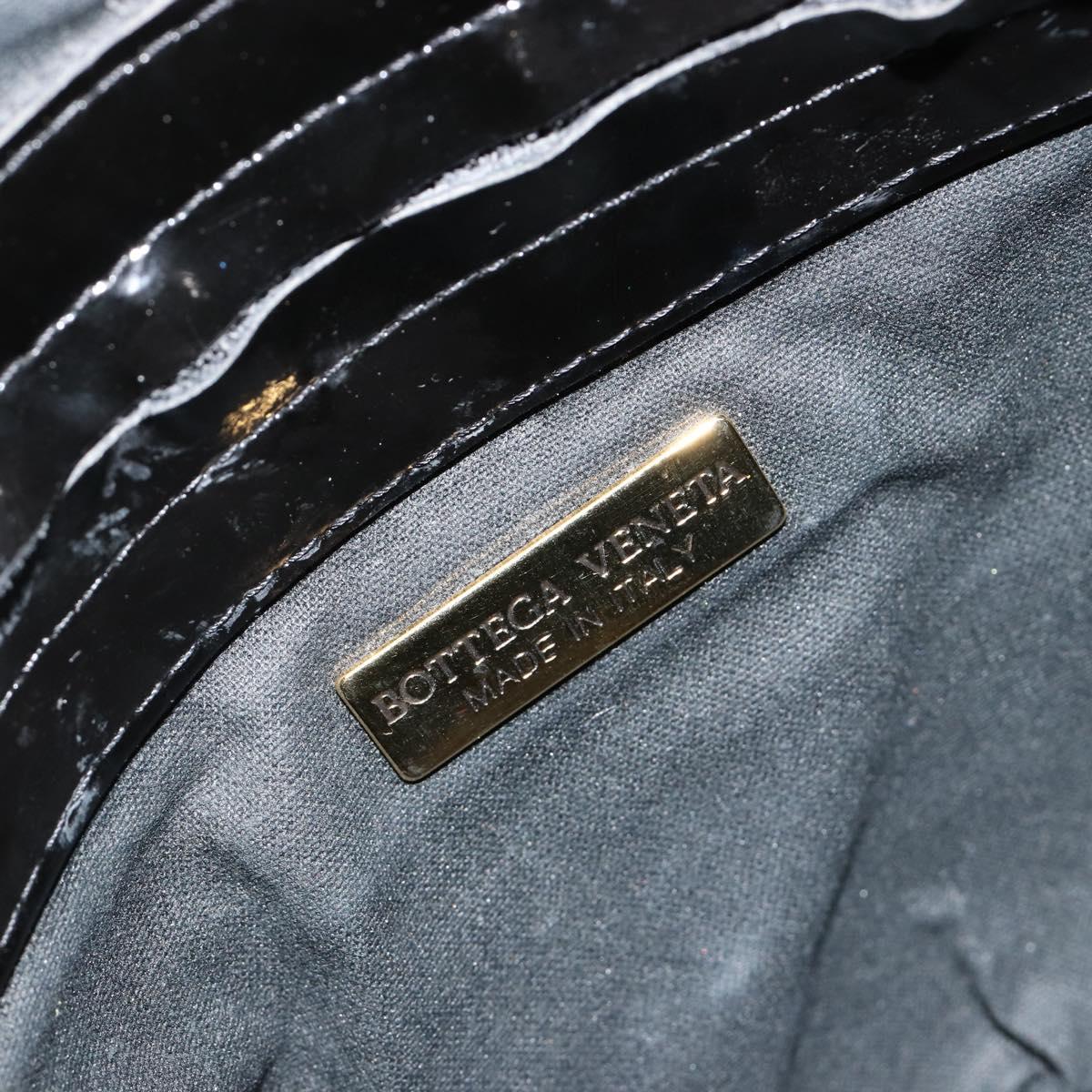 BOTTEGA VENETA INTRECCIATO Shoulder Bag Patent leather Black Auth 182993