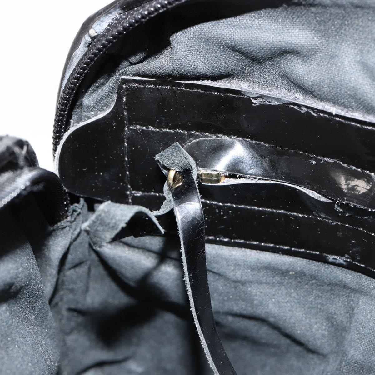 BOTTEGA VENETA INTRECCIATO Shoulder Bag Patent leather Black Auth 182993