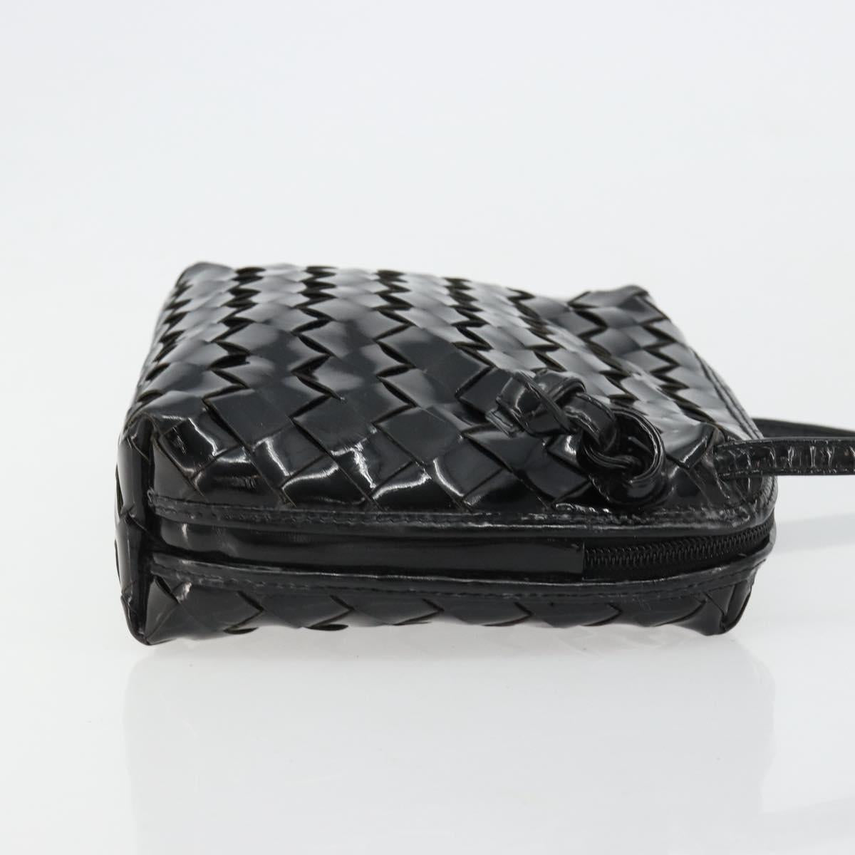 BOTTEGA VENETA INTRECCIATO Shoulder Bag Patent leather Black Auth 182993