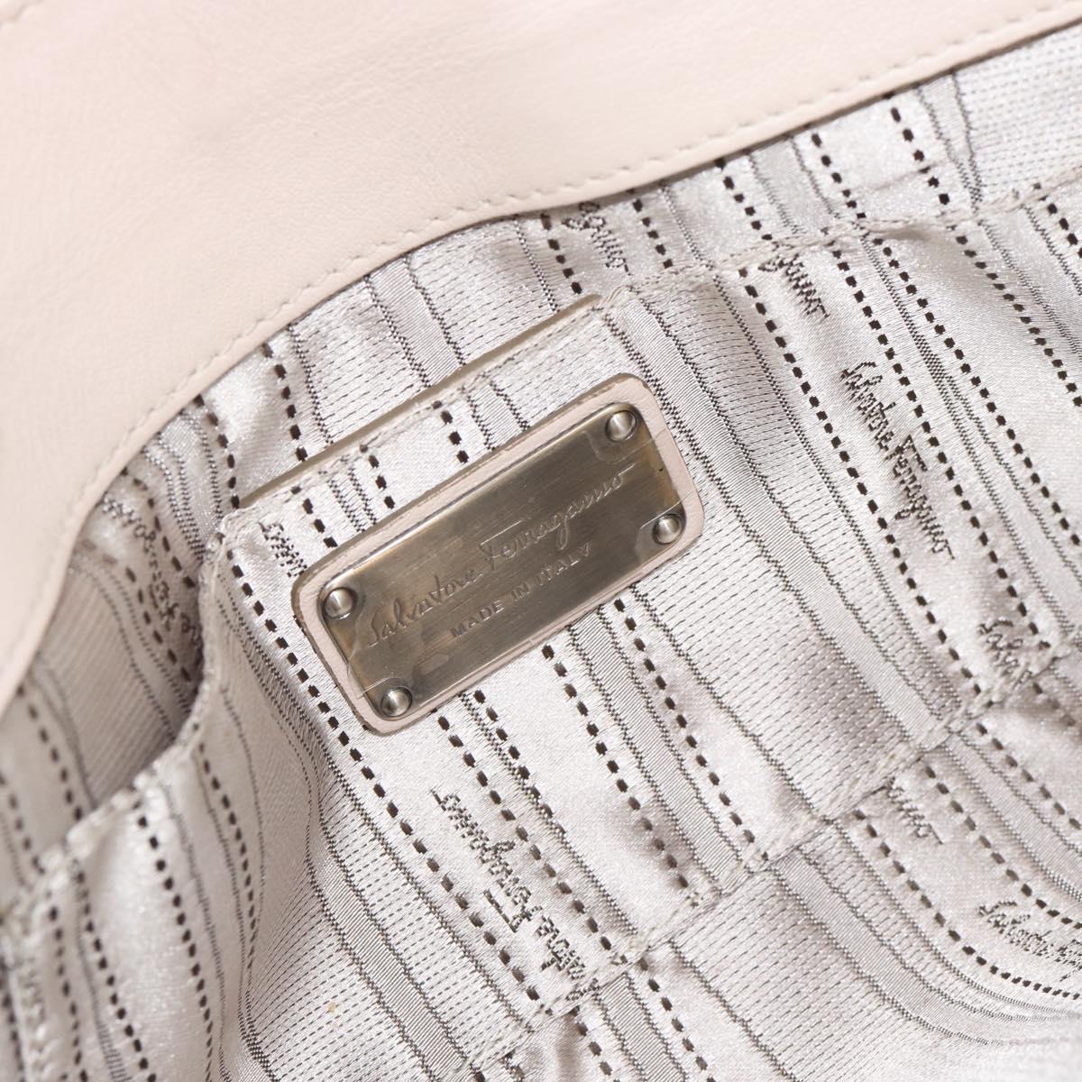 Salvatore Ferragamo Vala Chain Shoulder Bag Patent leather Ivory Auth 182995A