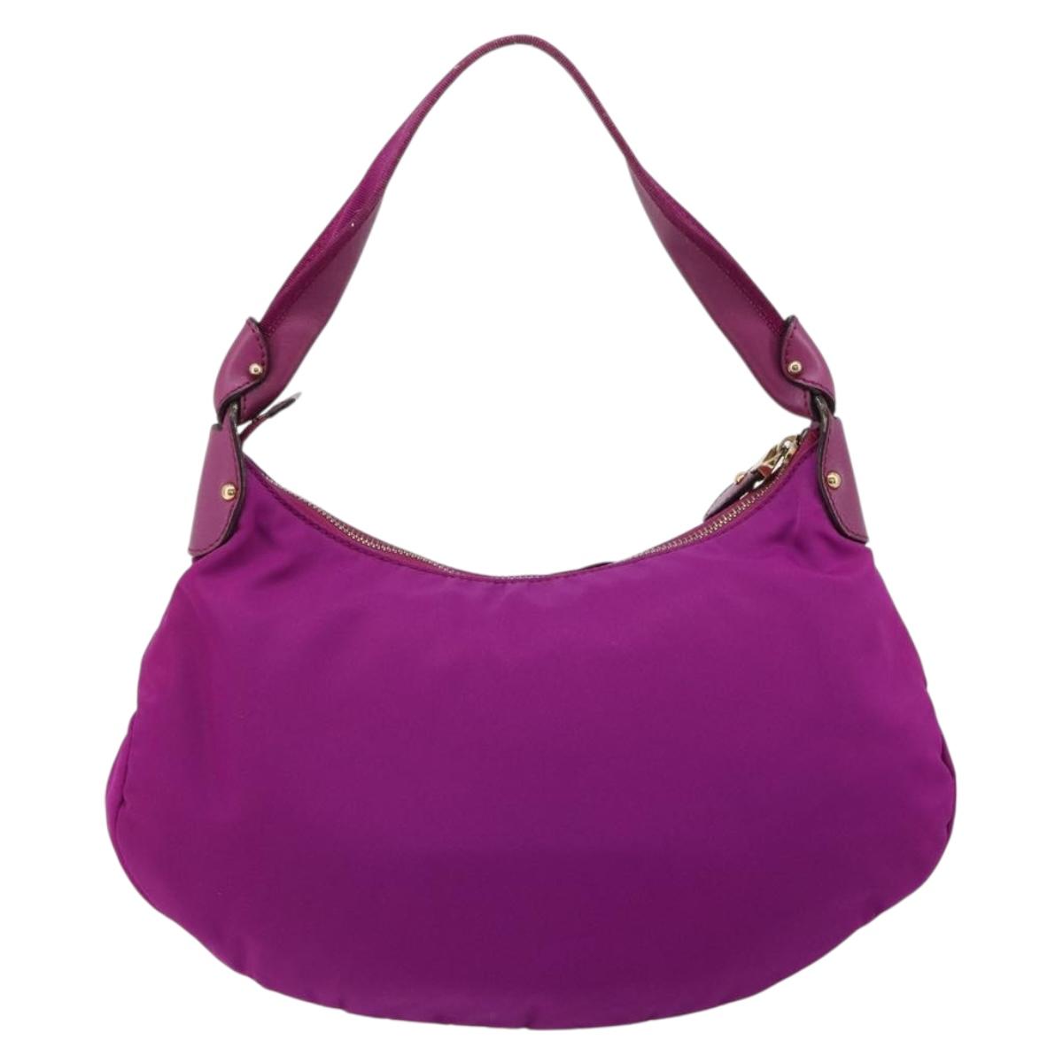 Salvatore Ferragamo Vala Shoulder Bag Nylon Purple Gold Auth 182996A