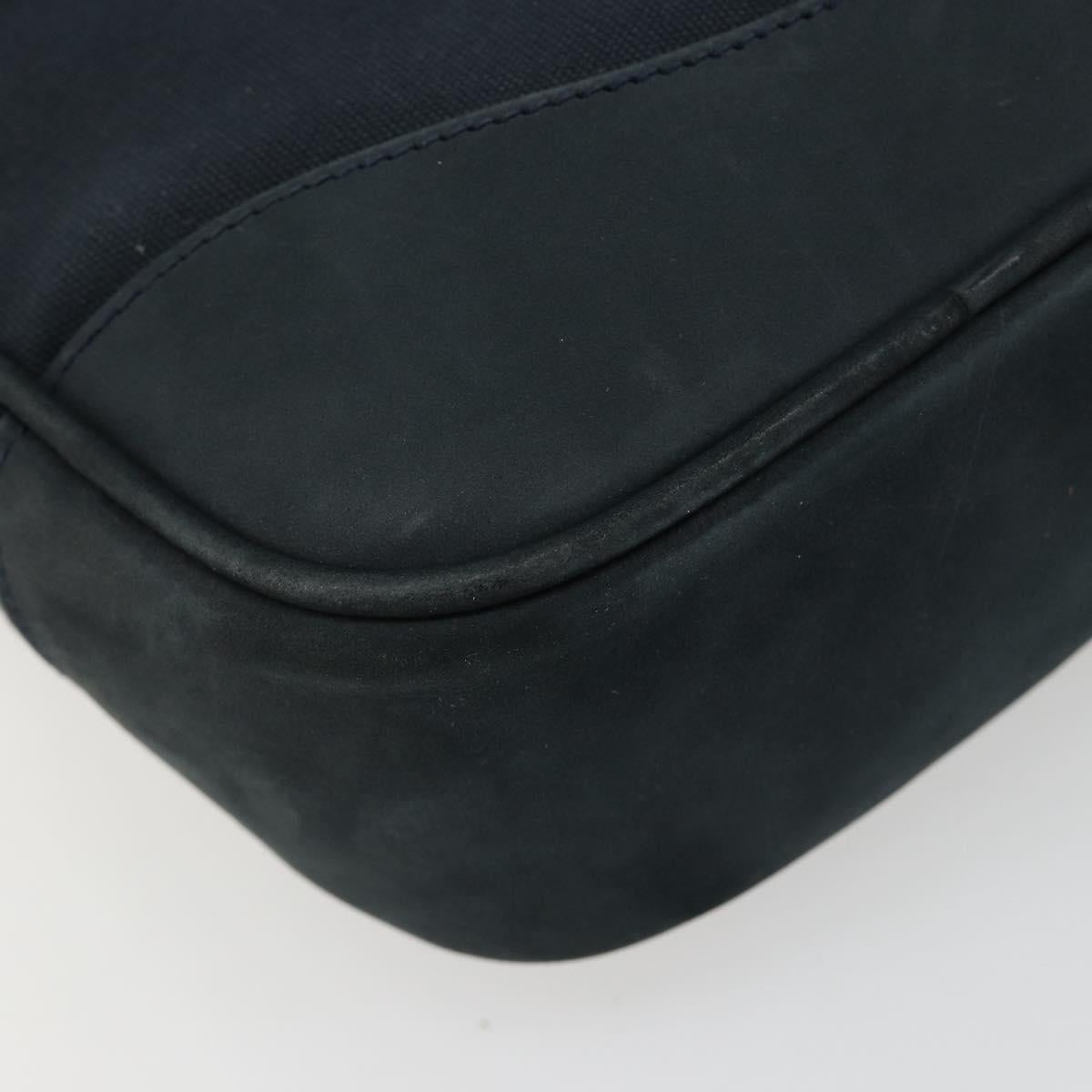 Salvatore Ferragamo Gancini Shoulder Bag Suede Navy Gold Auth 182997