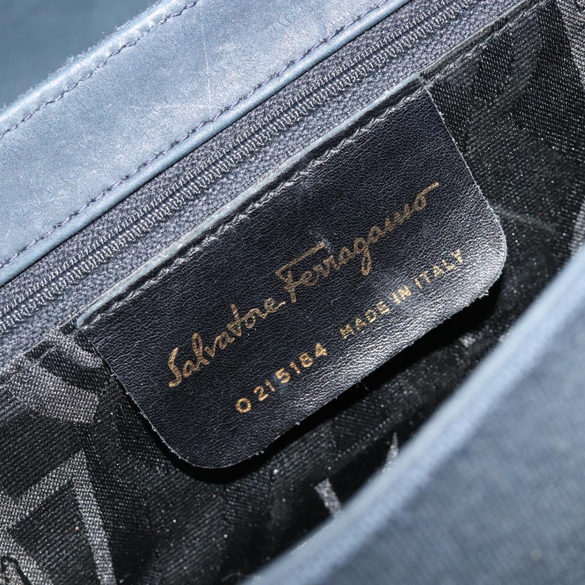 Salvatore Ferragamo Gancini Shoulder Bag Suede Navy Gold Auth 182997